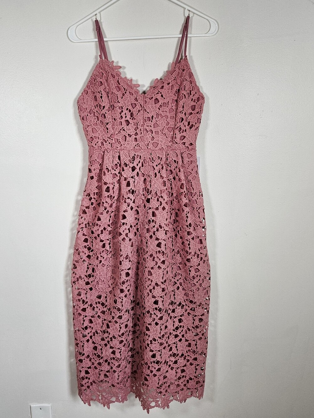 Astr The Label Lace Fit Flare Midi Dress Pink NEW SZM Lined Event Evening Girly